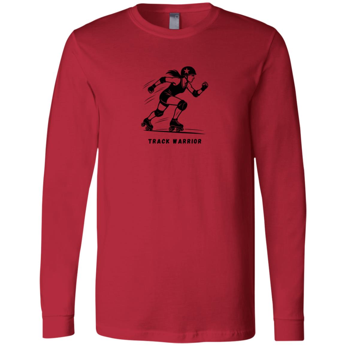 Track Warrior Female Roller Derby Graphic Black 3501 Bella + Canvas Men's LS T-Shirt