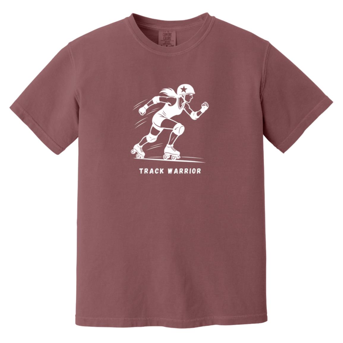 Track Warrior Female Roller Derby Graphic White CC1717 Heavyweight Garment-Dyed T-Shirt