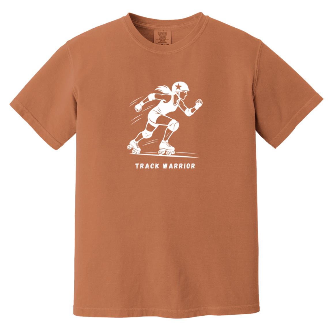 Track Warrior Female Roller Derby Graphic White CC1717 Heavyweight Garment-Dyed T-Shirt