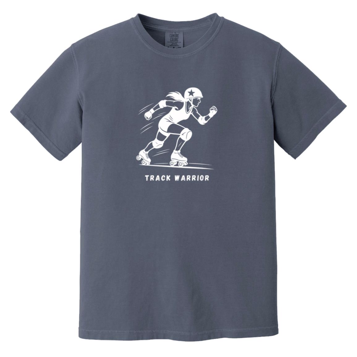 Track Warrior Female Roller Derby Graphic White CC1717 Heavyweight Garment-Dyed T-Shirt