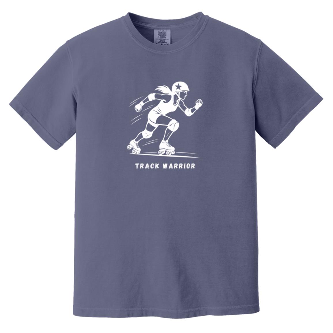 Track Warrior Female Roller Derby Graphic White CC1717 Heavyweight Garment-Dyed T-Shirt