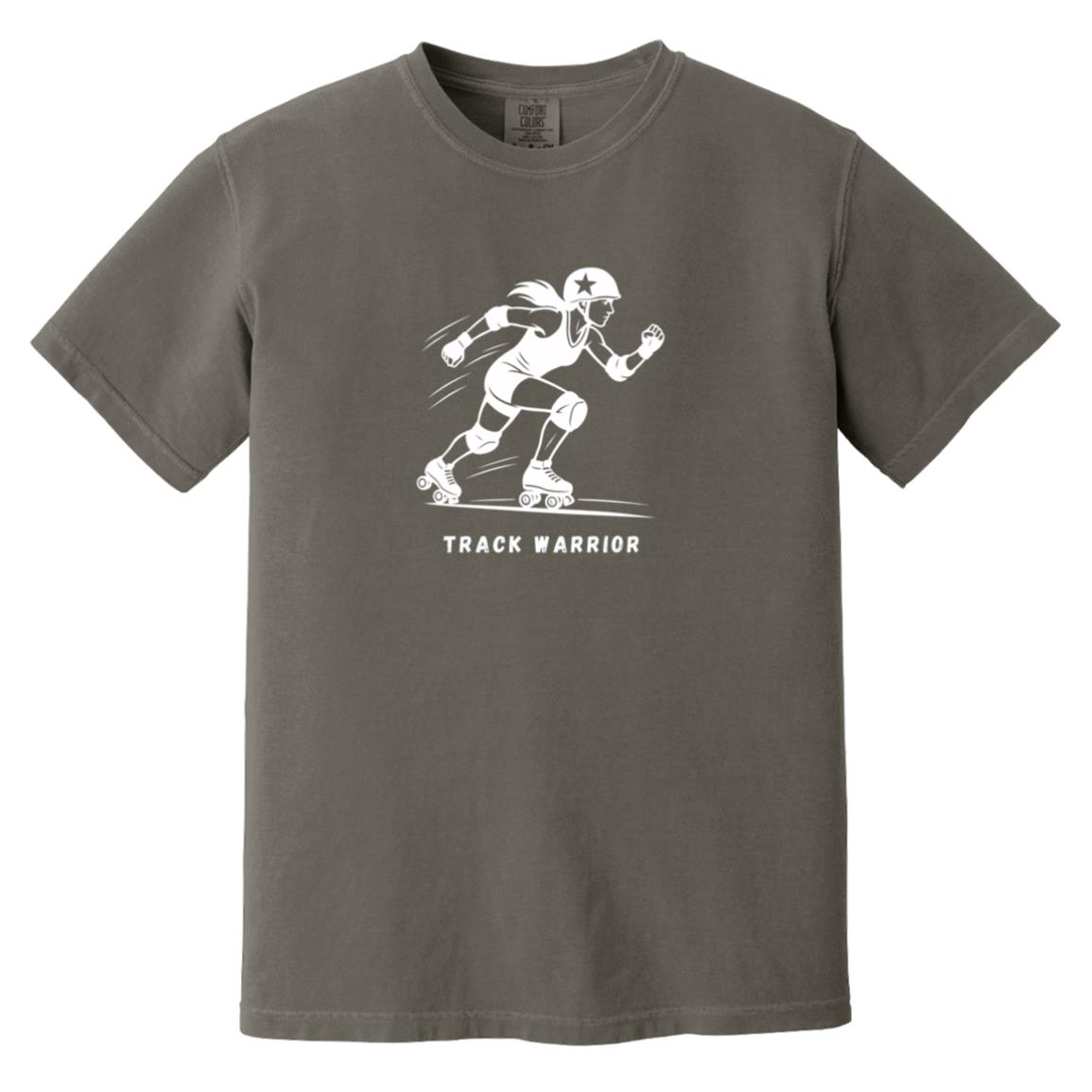 Track Warrior Female Roller Derby Graphic White CC1717 Heavyweight Garment-Dyed T-Shirt