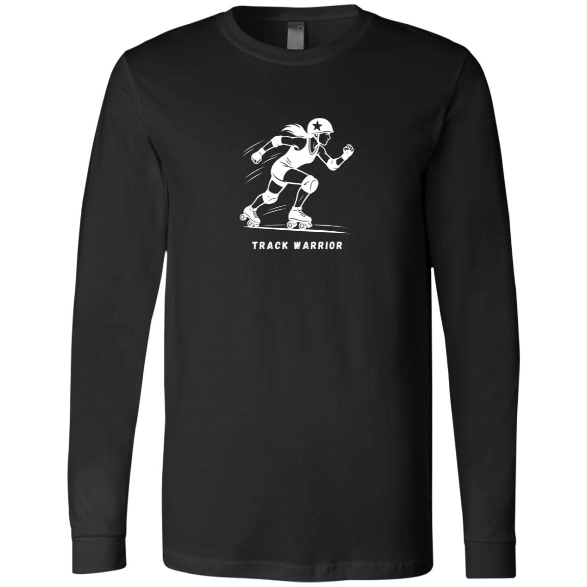 Track Warrior Female Roller Derby Graphic White 3501 Bella + Canvas Men's LS T-Shirt
