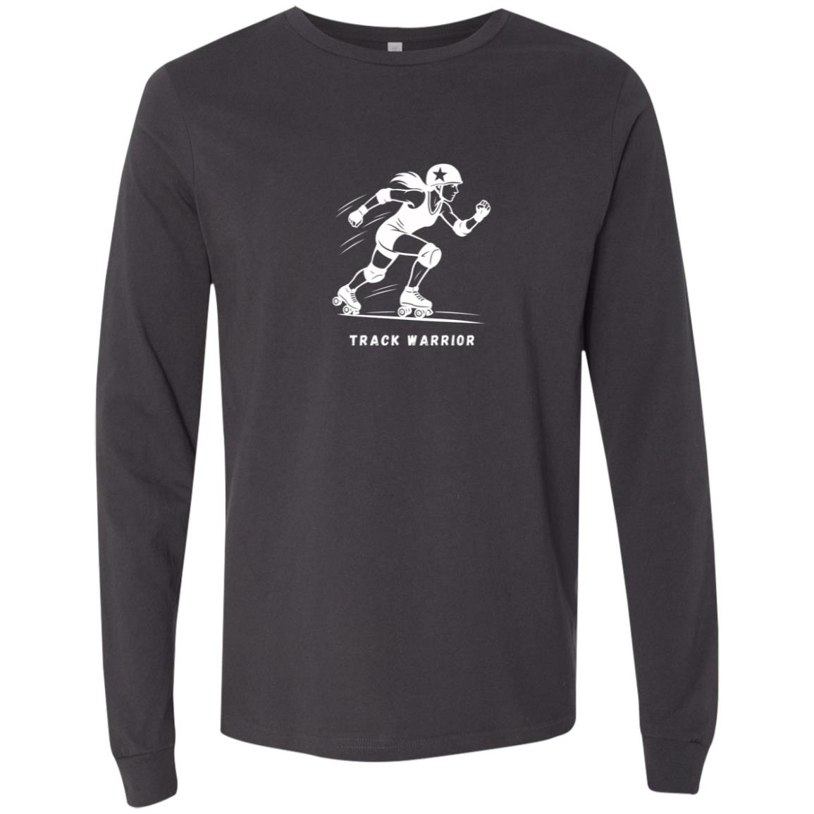 Track Warrior Female Roller Derby Graphic White 3501 Bella + Canvas Men's LS T-Shirt