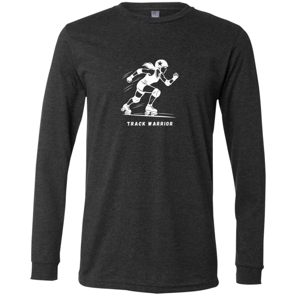 Track Warrior Female Roller Derby Graphic White 3501 Bella + Canvas Men's LS T-Shirt