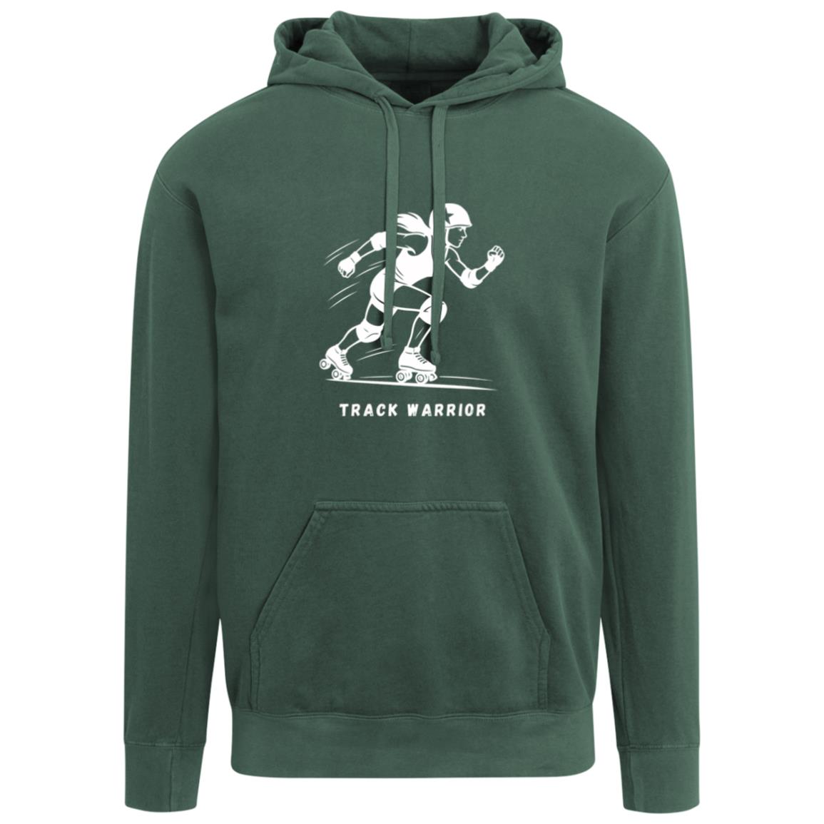 Track Warrior Female Roller Derby Graphic White 1567 Comfort Colors Garment-Dyed Adult Hoodie