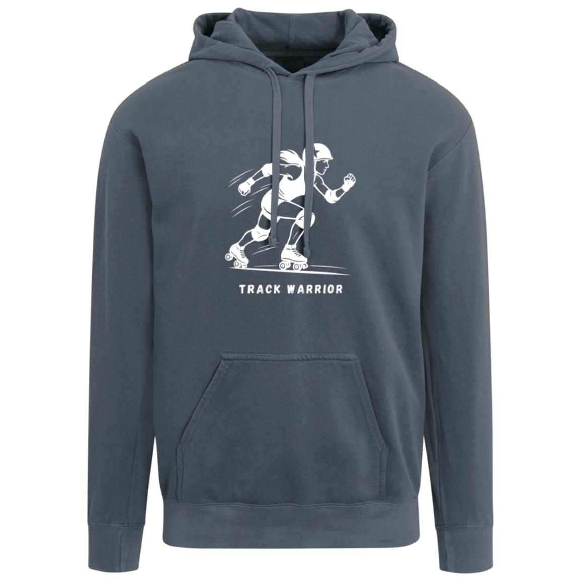 Track Warrior Female Roller Derby Graphic White 1567 Comfort Colors Garment-Dyed Adult Hoodie