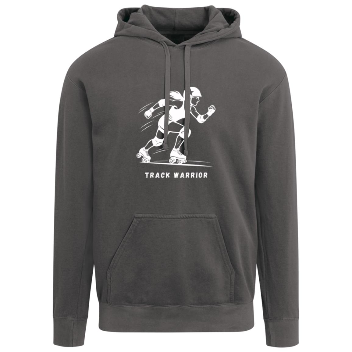 Track Warrior Female Roller Derby Graphic White 1567 Comfort Colors Garment-Dyed Adult Hoodie
