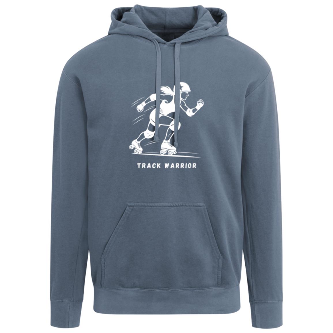 Track Warrior Female Roller Derby Graphic White 1567 Comfort Colors Garment-Dyed Adult Hoodie