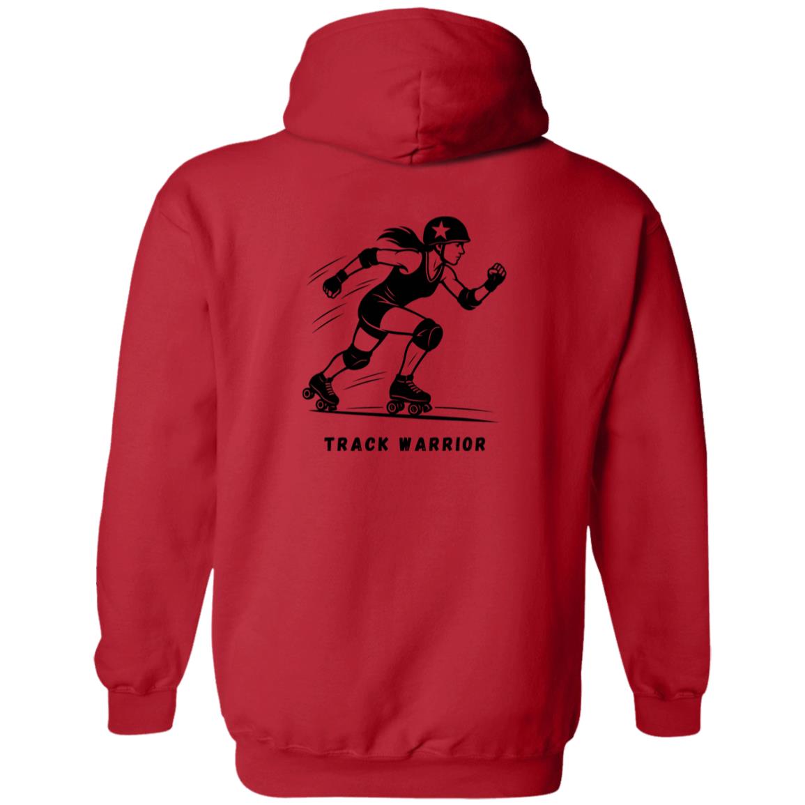 Track Warrior Female Roller Derby Graphic Black G186 Gildan Zip Up Hooded Sweatshirt