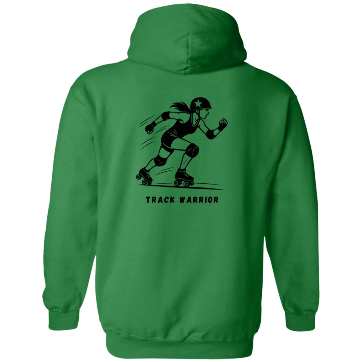 Track Warrior Female Roller Derby Graphic Black G186 Gildan Zip Up Hooded Sweatshirt
