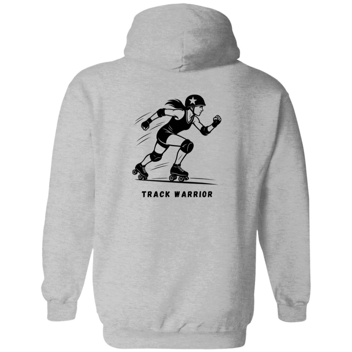 Track Warrior Female Roller Derby Graphic Black G186 Gildan Zip Up Hooded Sweatshirt