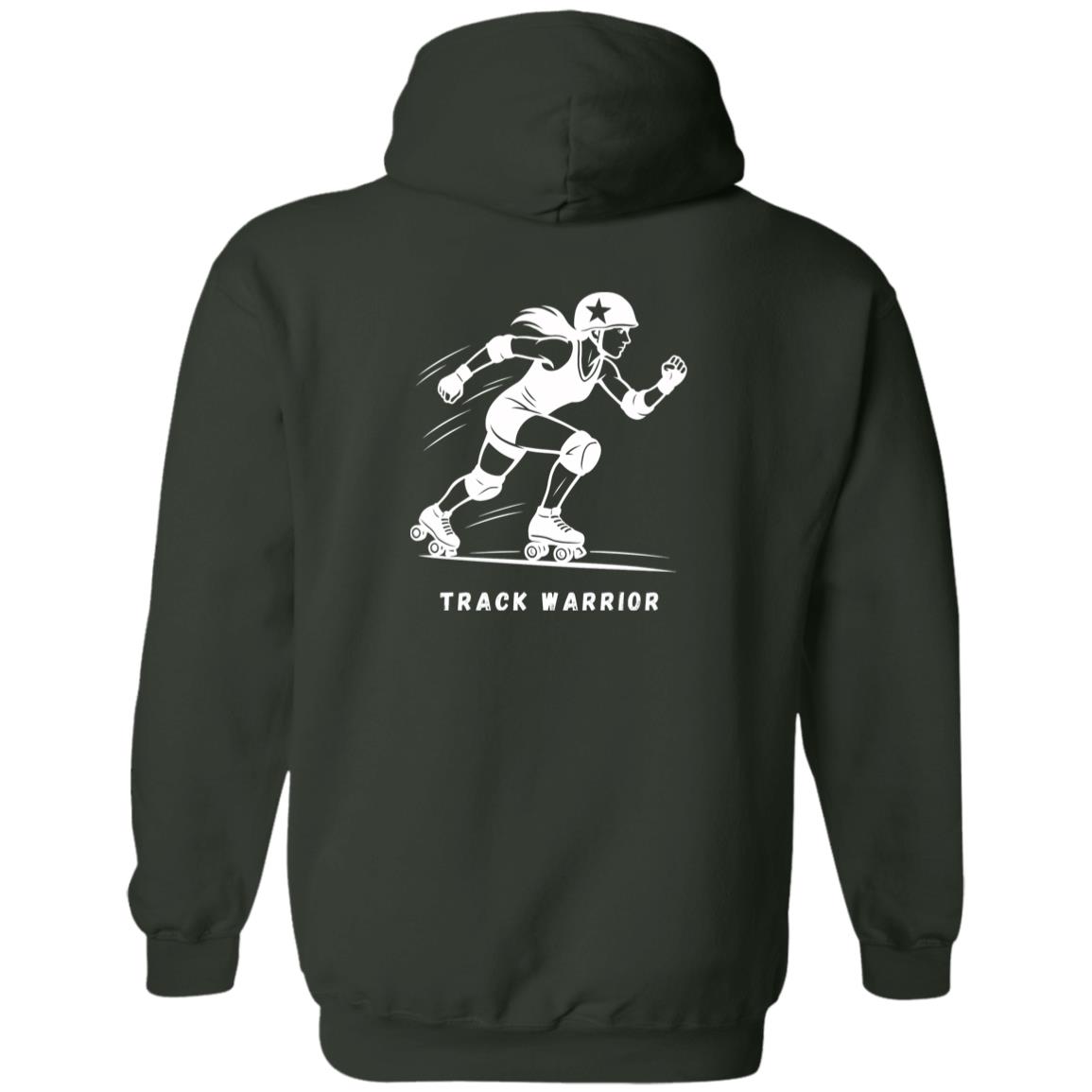 Track Warrior Female Roller Derby Graphic White G186 Gildan Zip Up Hooded Sweatshirt
