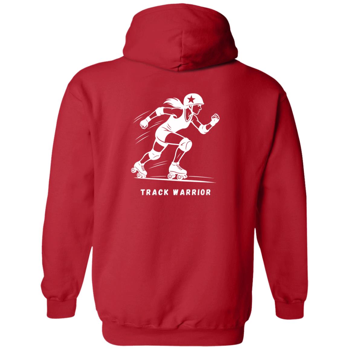 Track Warrior Female Roller Derby Graphic White G186 Gildan Zip Up Hooded Sweatshirt