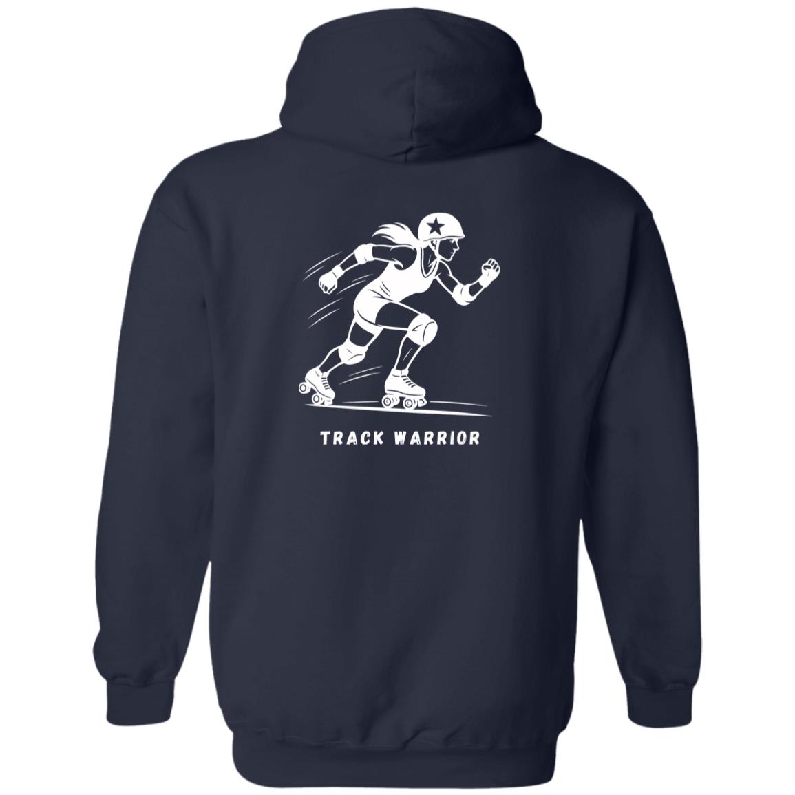Track Warrior Female Roller Derby Graphic White G186 Gildan Zip Up Hooded Sweatshirt