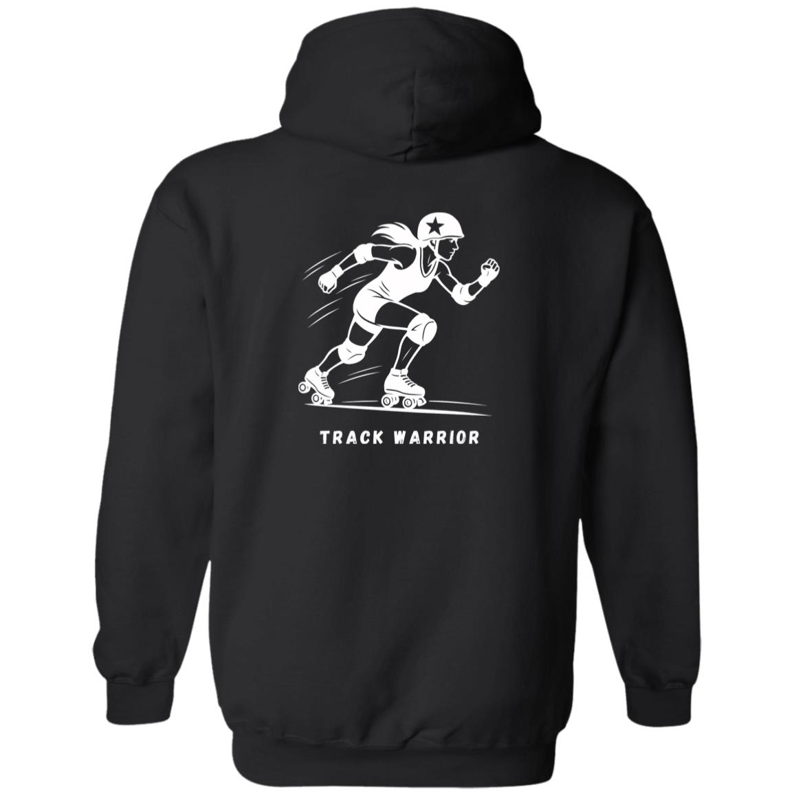 Track Warrior Female Roller Derby Graphic White G186 Gildan Zip Up Hooded Sweatshirt