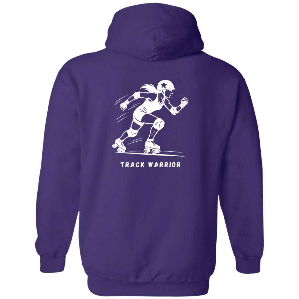 Track Warrior Female Roller Derby Graphic White G186 Gildan Zip Up Hooded Sweatshirt