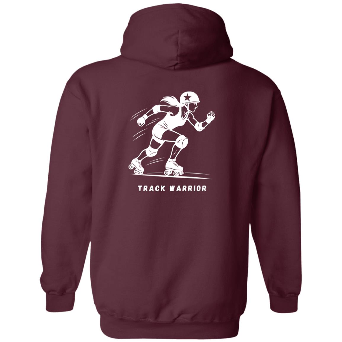Track Warrior Female Roller Derby Graphic White G186 Gildan Zip Up Hooded Sweatshirt
