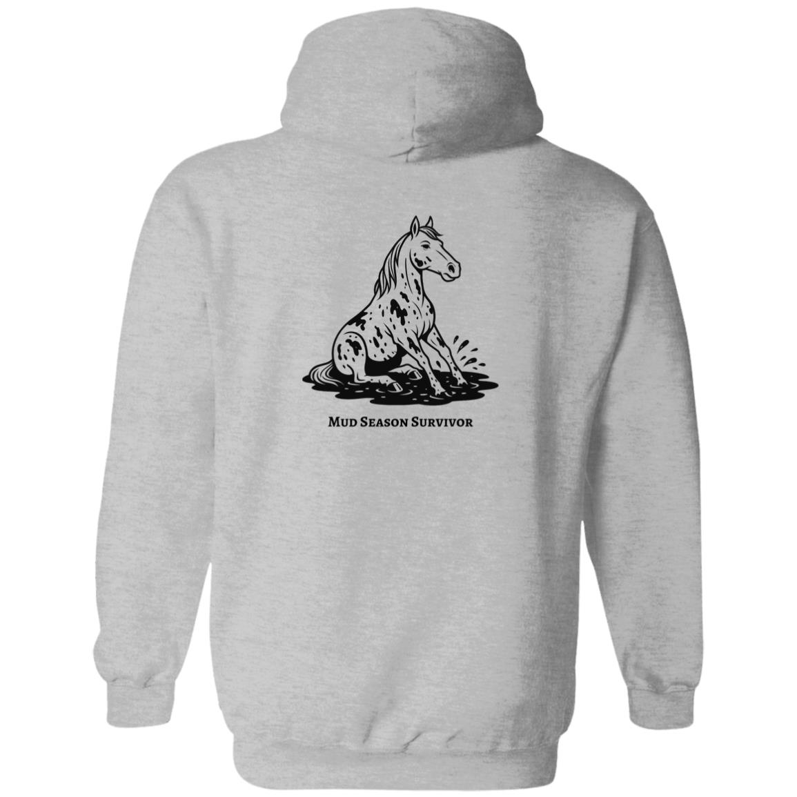 Mud Season Survivor Horse Graphic Black G186 Gildan Zip Up Hooded Sweatshirt