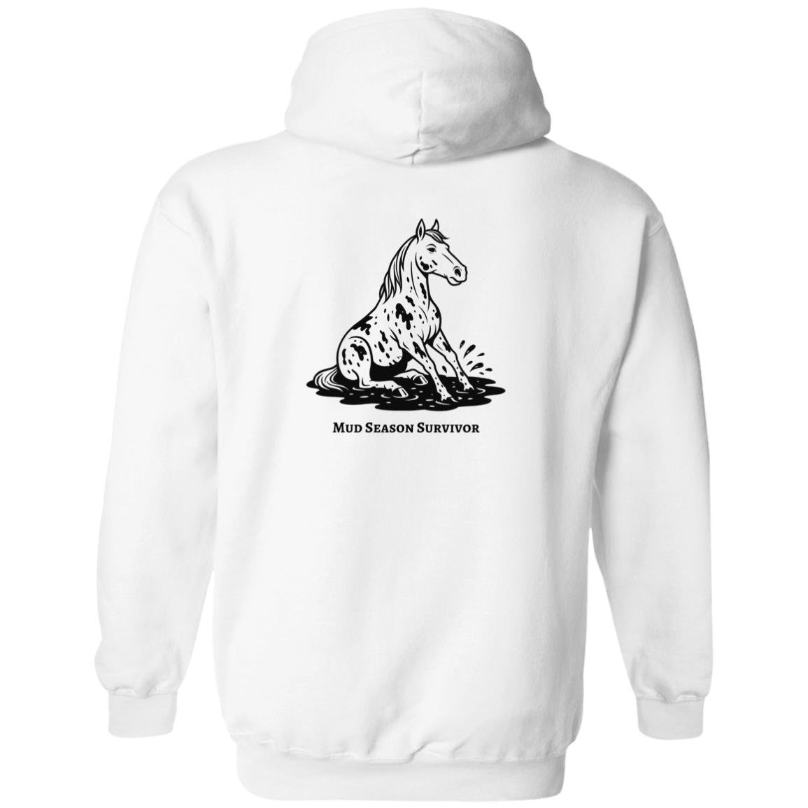Mud Season Survivor Horse Graphic Black G186 Gildan Zip Up Hooded Sweatshirt