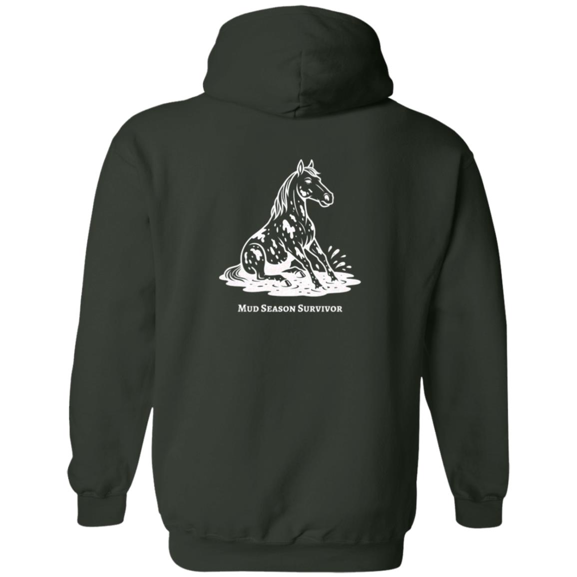 Mud Season Survivor Horse Graphic White G186 Gildan Zip Up Hooded Sweatshirt