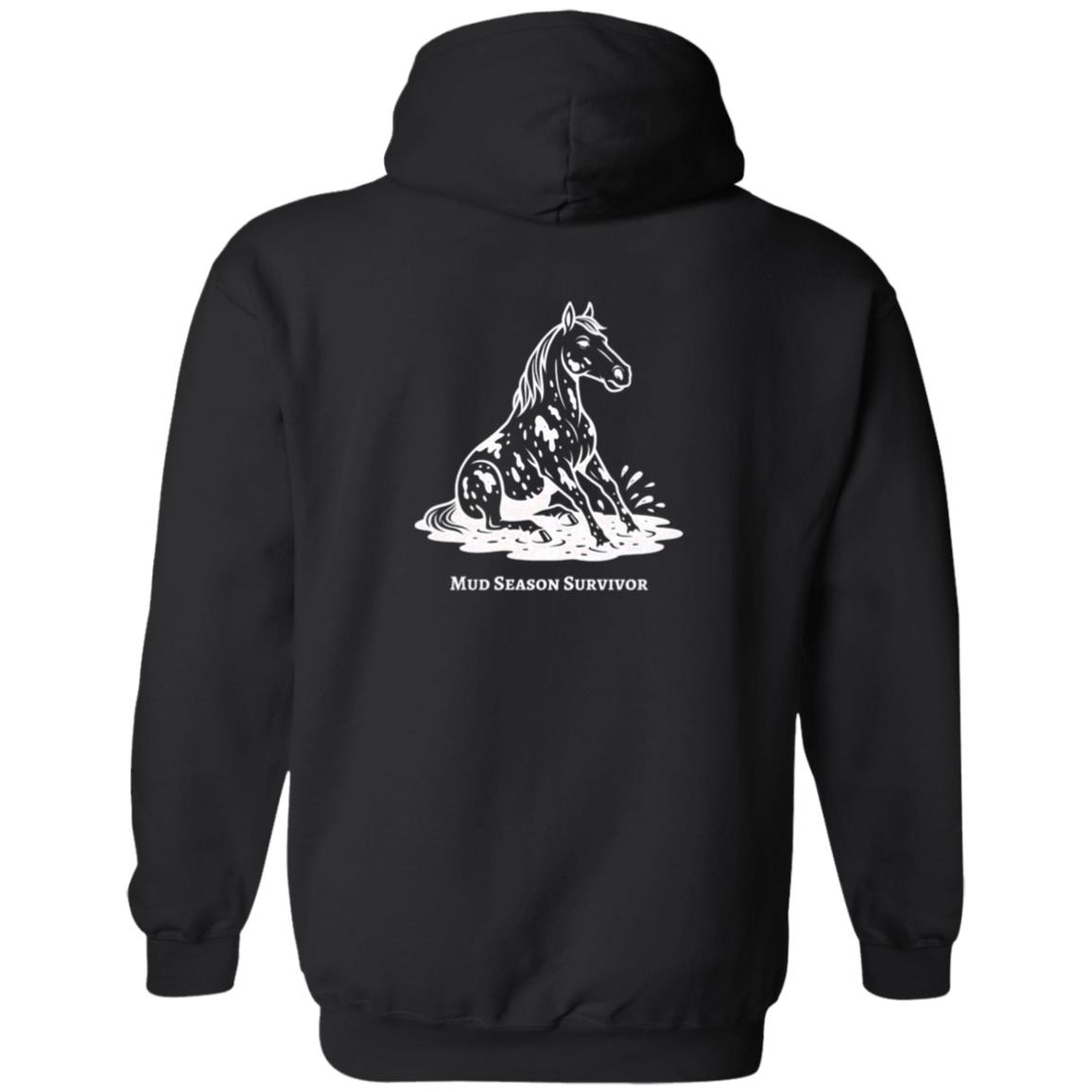 Mud Season Survivor Horse Graphic White G186 Gildan Zip Up Hooded Sweatshirt
