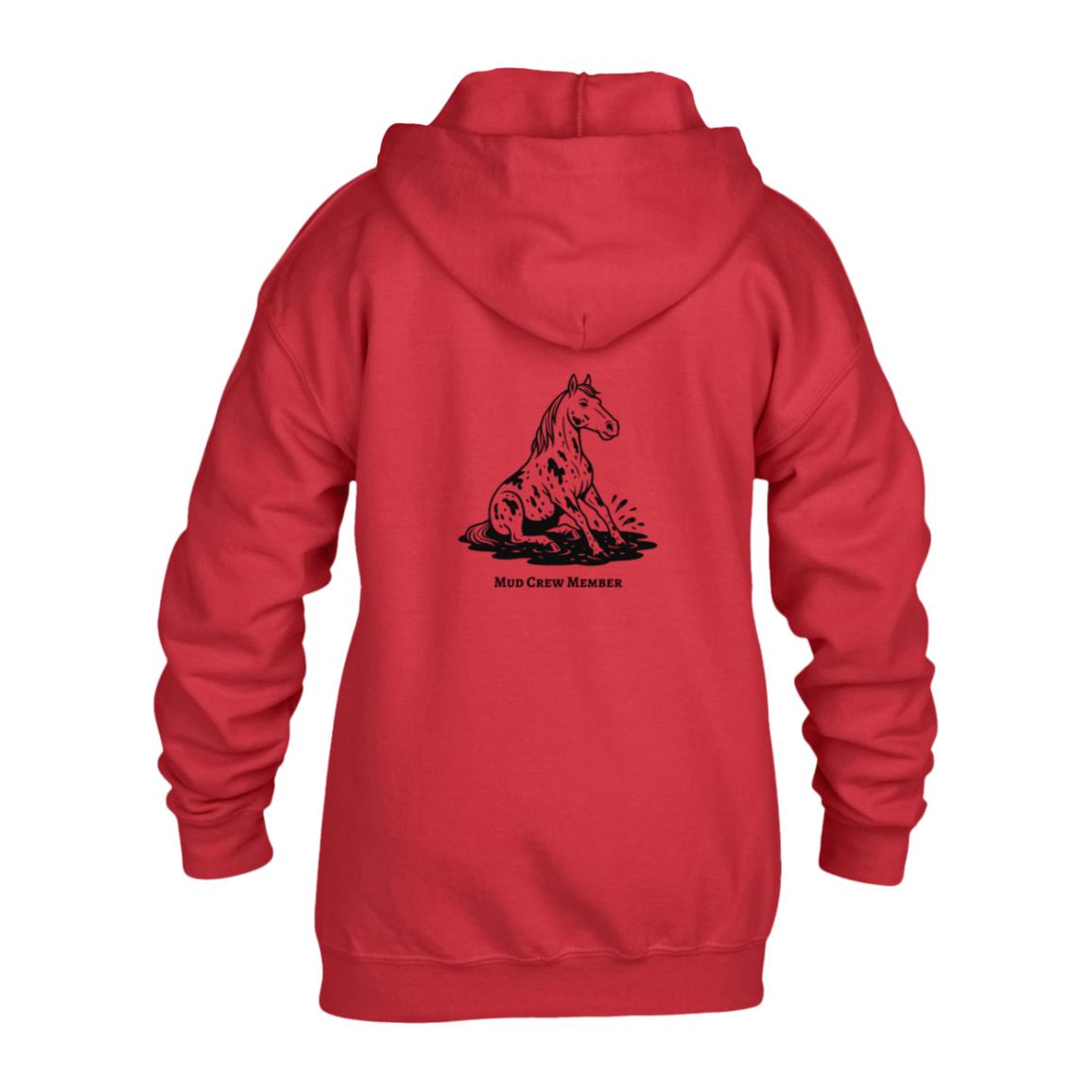 Mud Crew Member Horse Graphic Black G186B Gildan Kids Heavy Blend Full Zip Hoodie