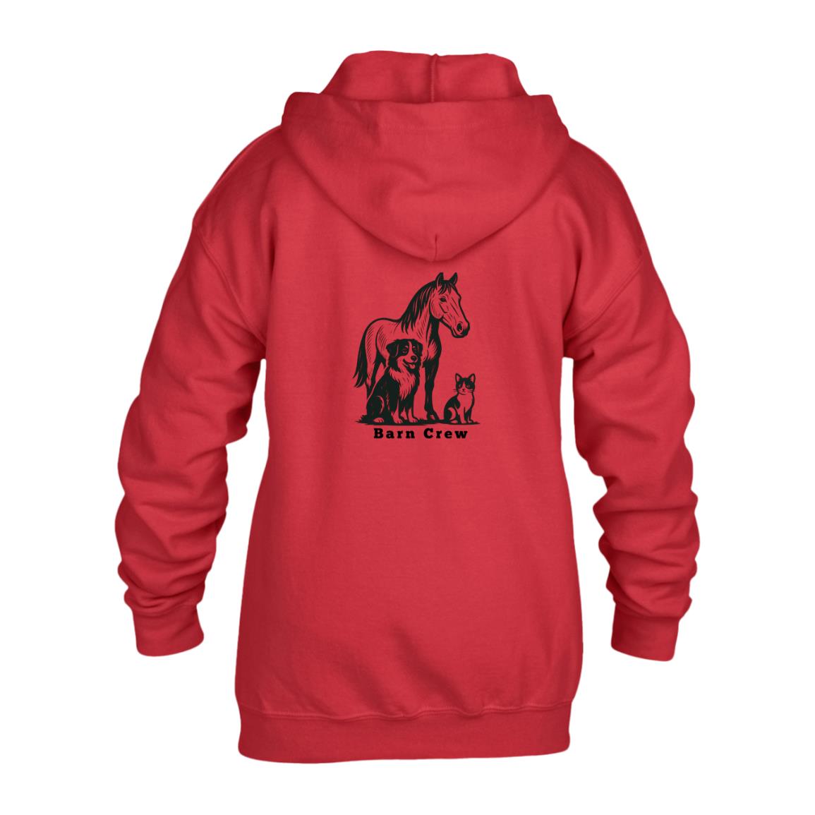 Barn Crew Horse Graphic Blac G186B Gildan Kids Heavy Blend Full Zip Hoodie