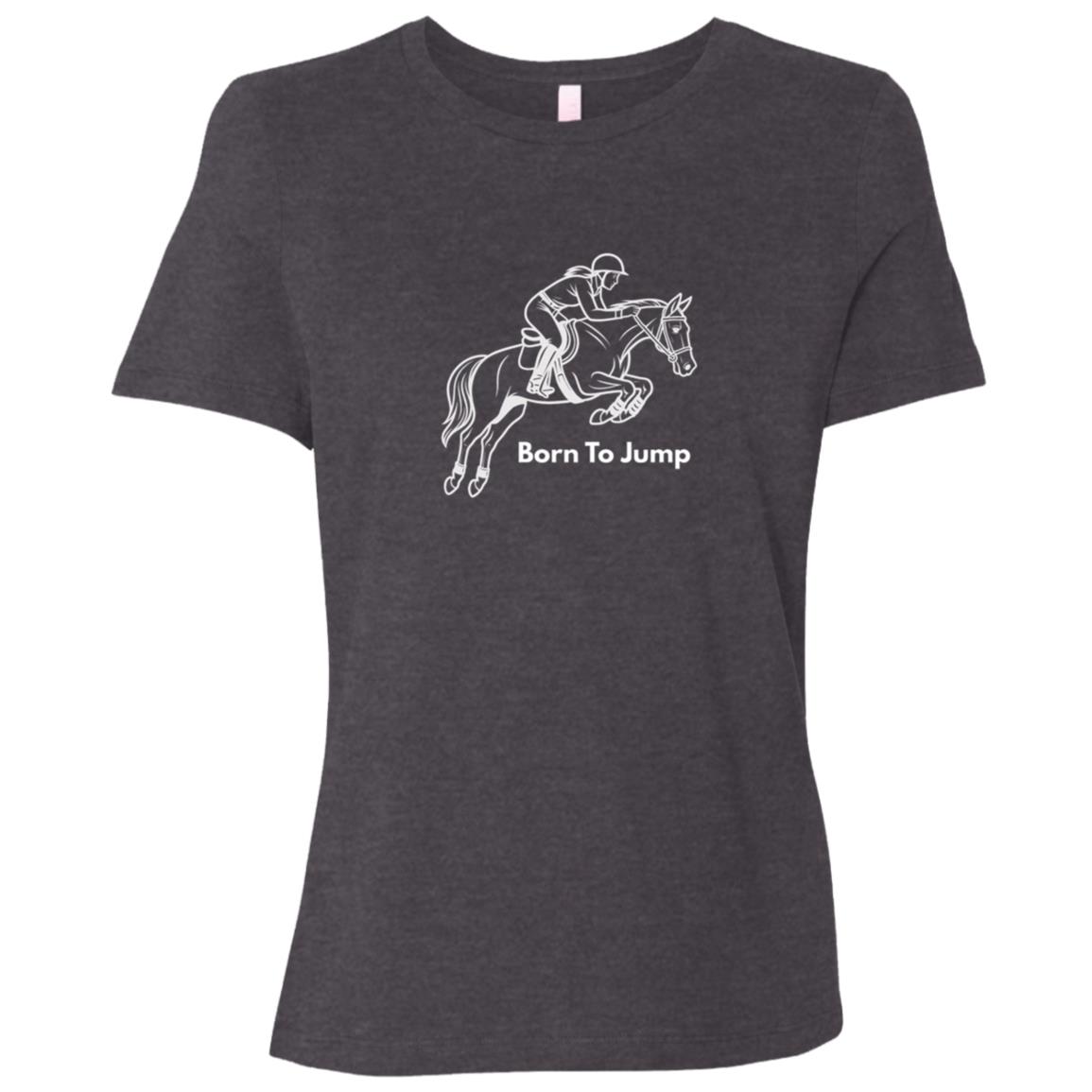 Born To Jump Female Graphic White B6400 Bella + Canvas Ladies Relaxed Jersey Short-Sleeve T-Shirt