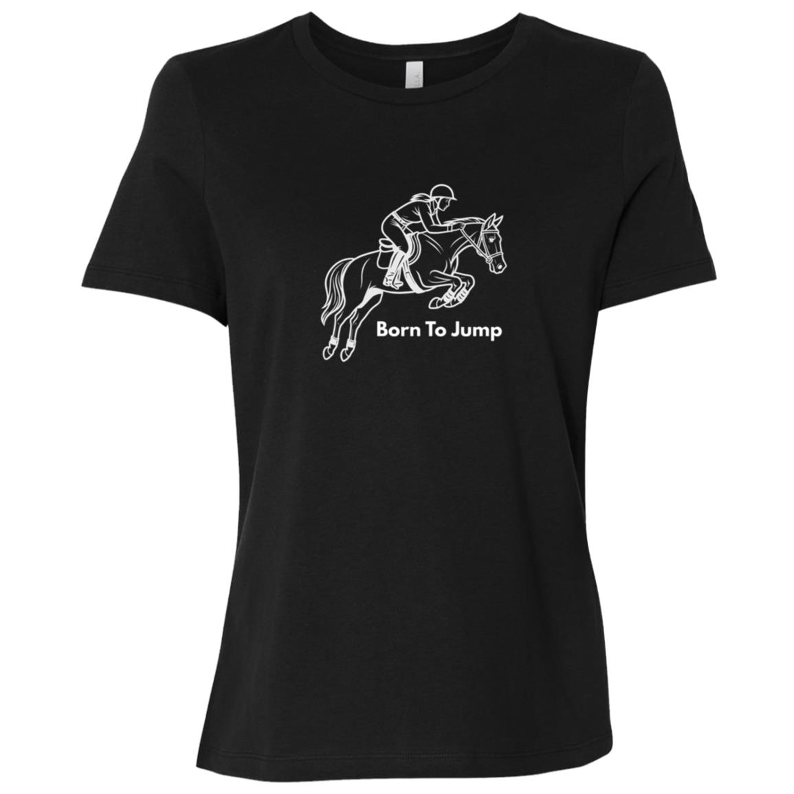 Born To Jump Female Graphic White B6400 Bella + Canvas Ladies Relaxed Jersey Short-Sleeve T-Shirt