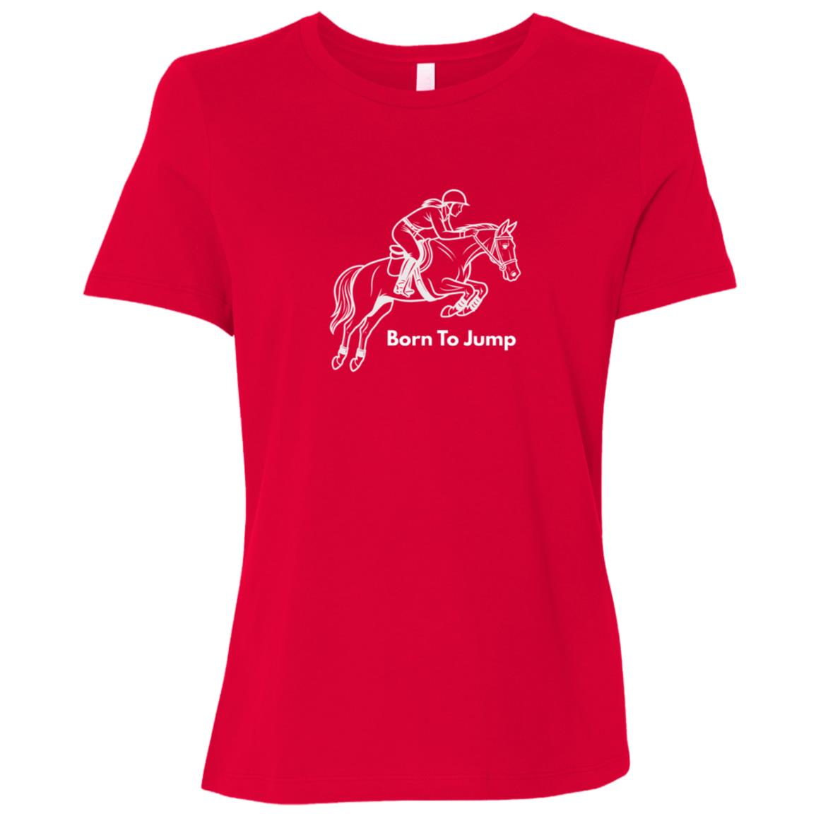 Born To Jump Female Graphic White B6400 Bella + Canvas Ladies Relaxed Jersey Short-Sleeve T-Shirt