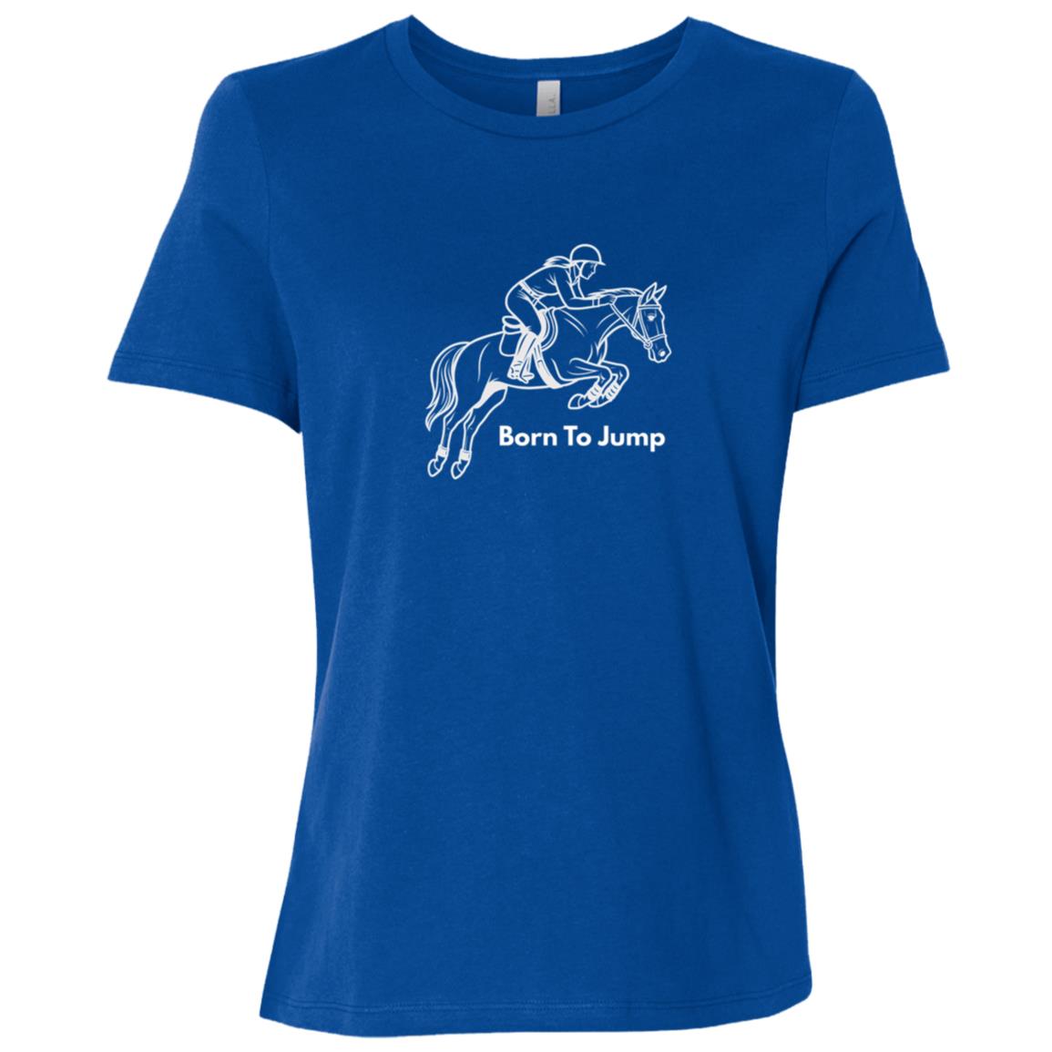 Born To Jump Female Graphic White B6400 Bella + Canvas Ladies Relaxed Jersey Short-Sleeve T-Shirt