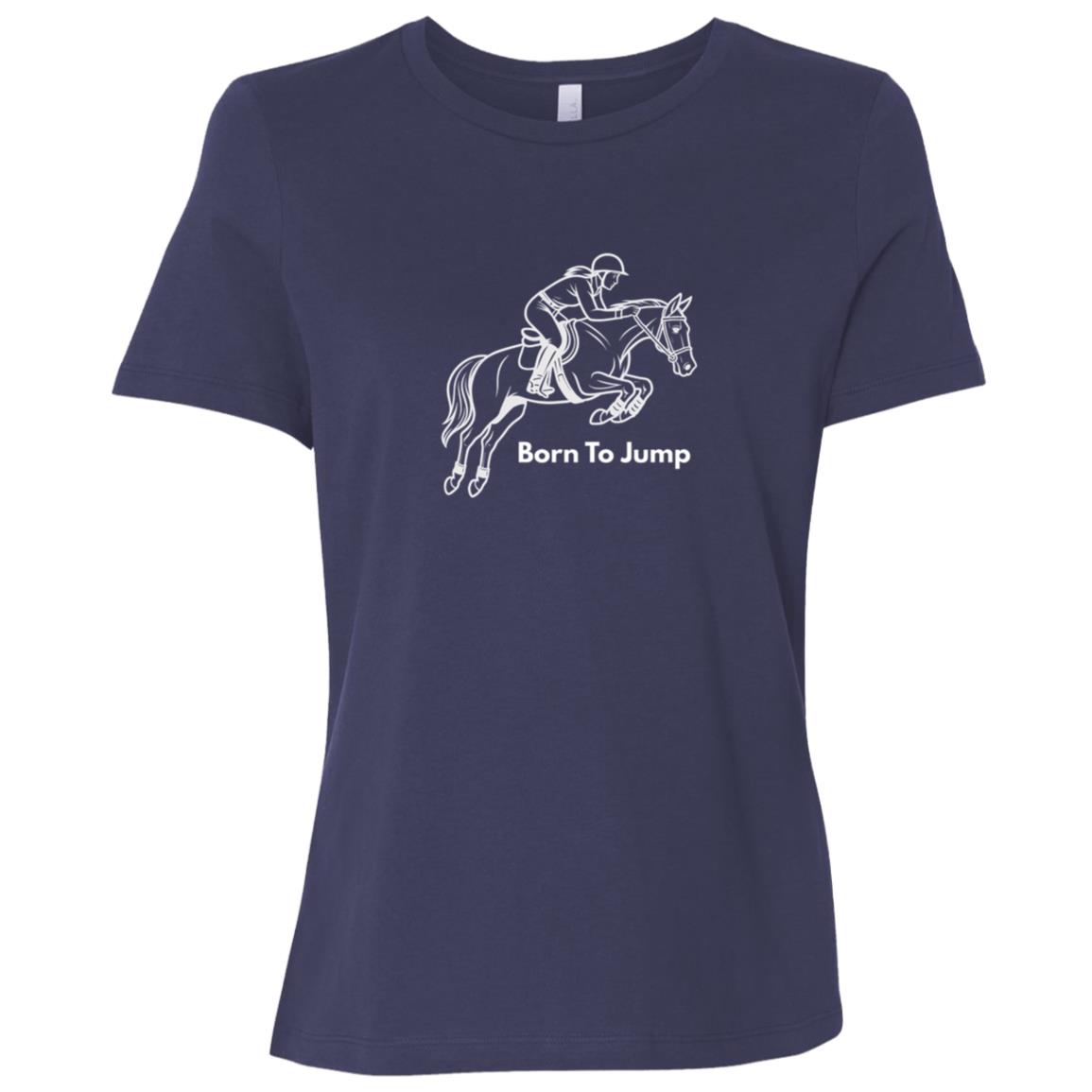 Born To Jump Female Graphic White B6400 Bella + Canvas Ladies Relaxed Jersey Short-Sleeve T-Shirt