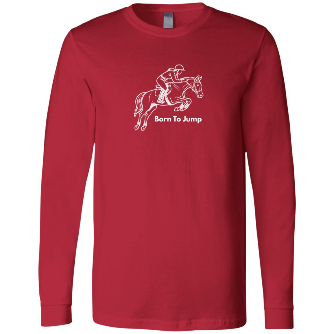 Born To Jump Female Graphic White 3501 Bella + Canvas Men's LS T-Shirt