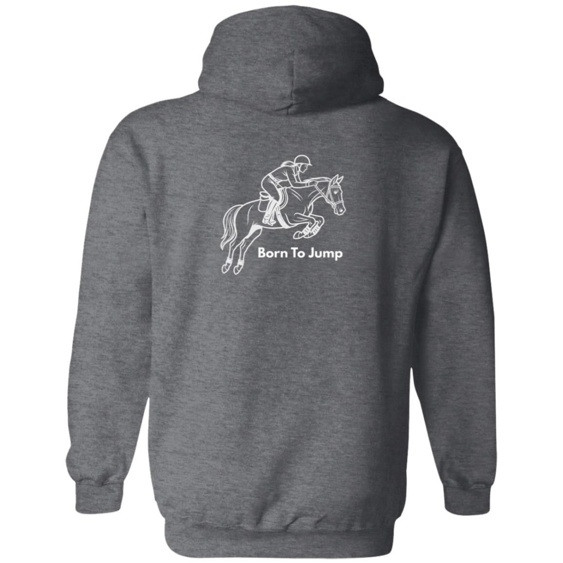 Born To Jump Female Graphic White G186 Gildan Zip Up Hooded Sweatshirt