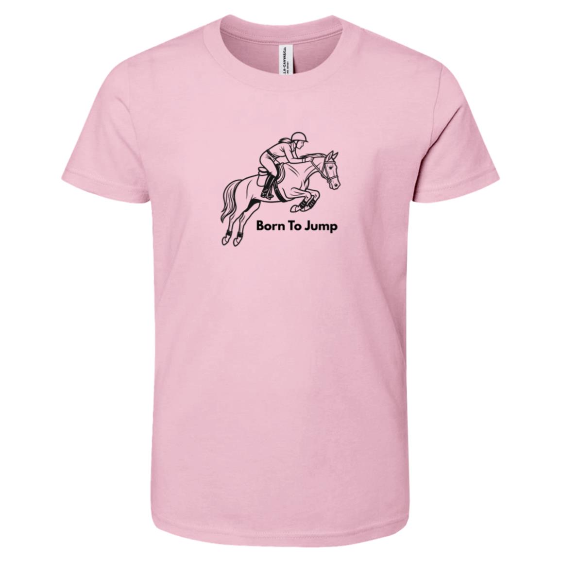 Born To Jump Female Graphic Black 3001Y Bella + Canvas Kids Short-Sleeve T-Shirt