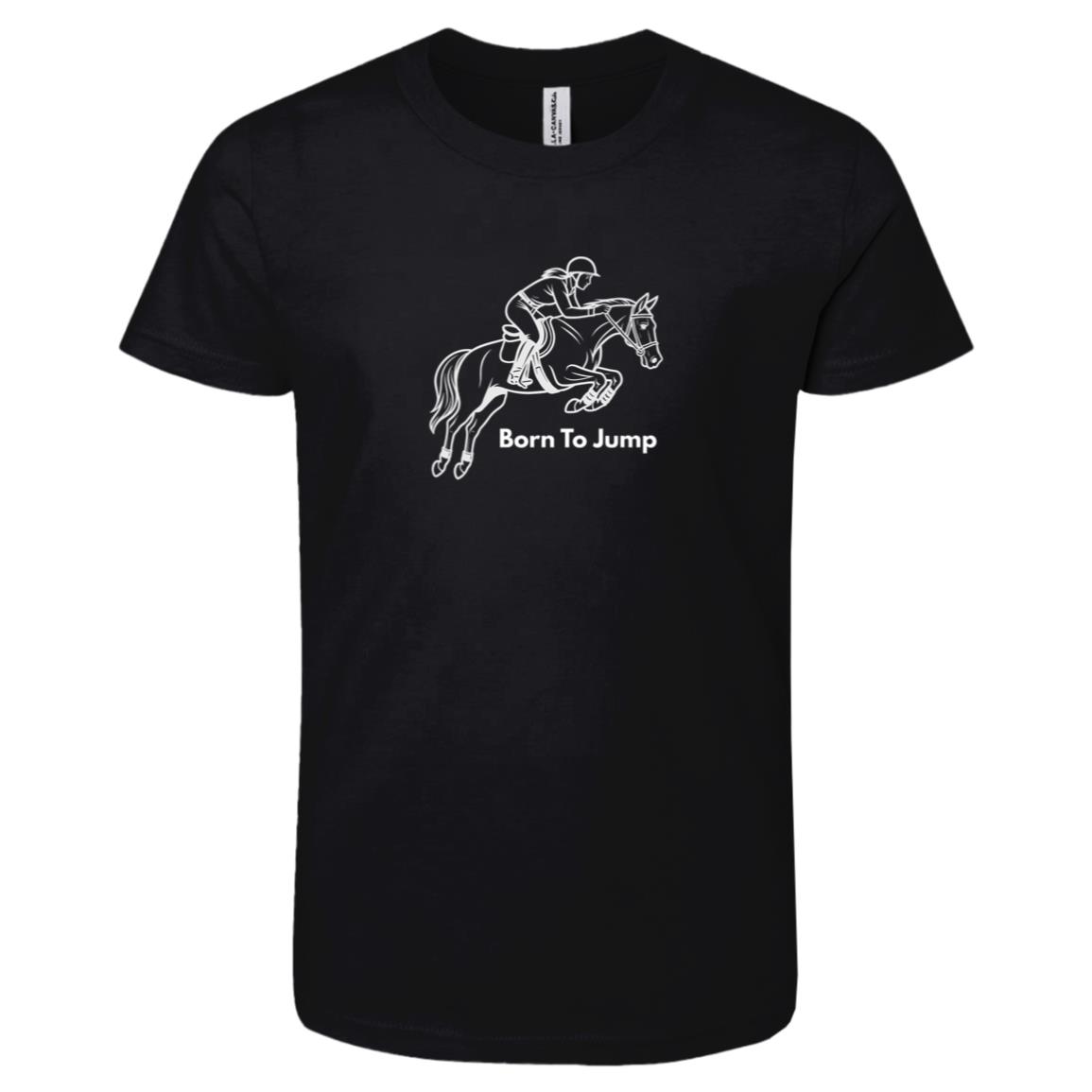 Born To Jump Female Graphic White 3001Y Bella + Canvas Kids Short-Sleeve T-Shirt