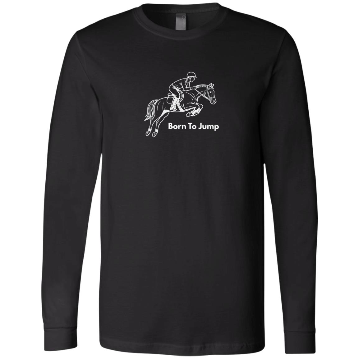 Born To Jump Male Graphic White 3501 Bella + Canvas Men's LS T-Shirt