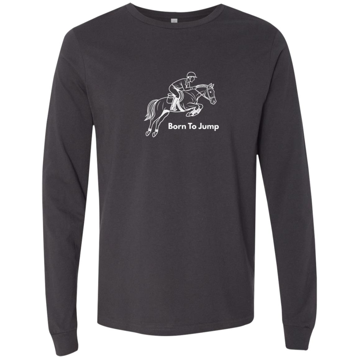 Born To Jump Male Graphic White 3501 Bella + Canvas Men's LS T-Shirt