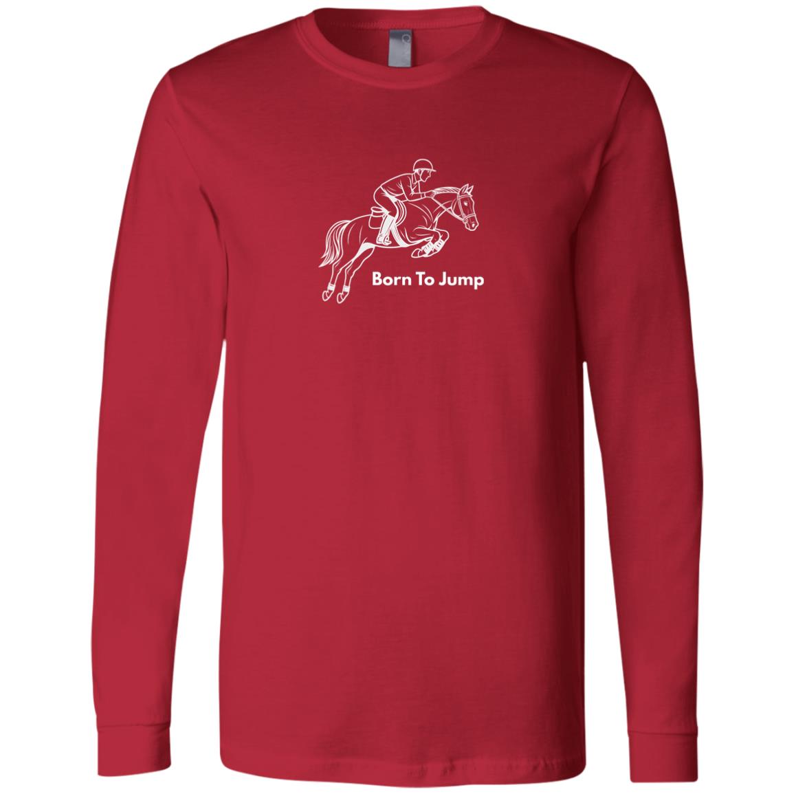 Born To Jump Male Graphic White 3501 Bella + Canvas Men's LS T-Shirt