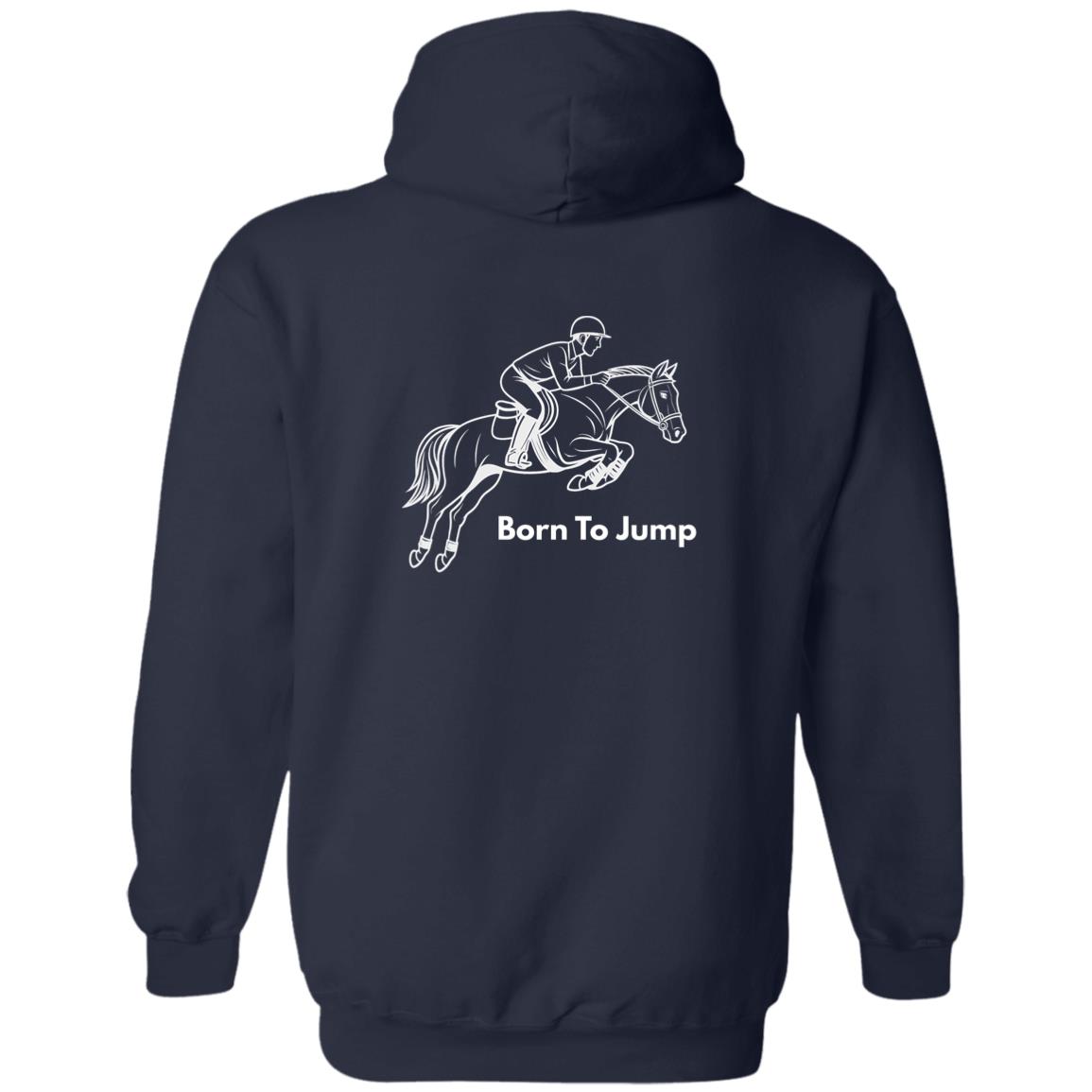 Born To Jump Male Graphic White G186 Gildan Zip Up Hooded Sweatshirt