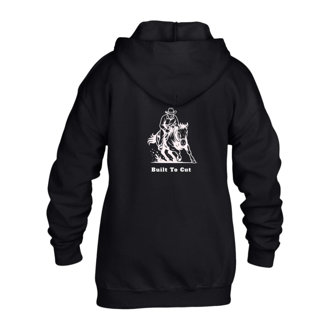 Built To Cut Male Graphic White G186B Gildan Kids Heavy Blend Full Zip Hoodie