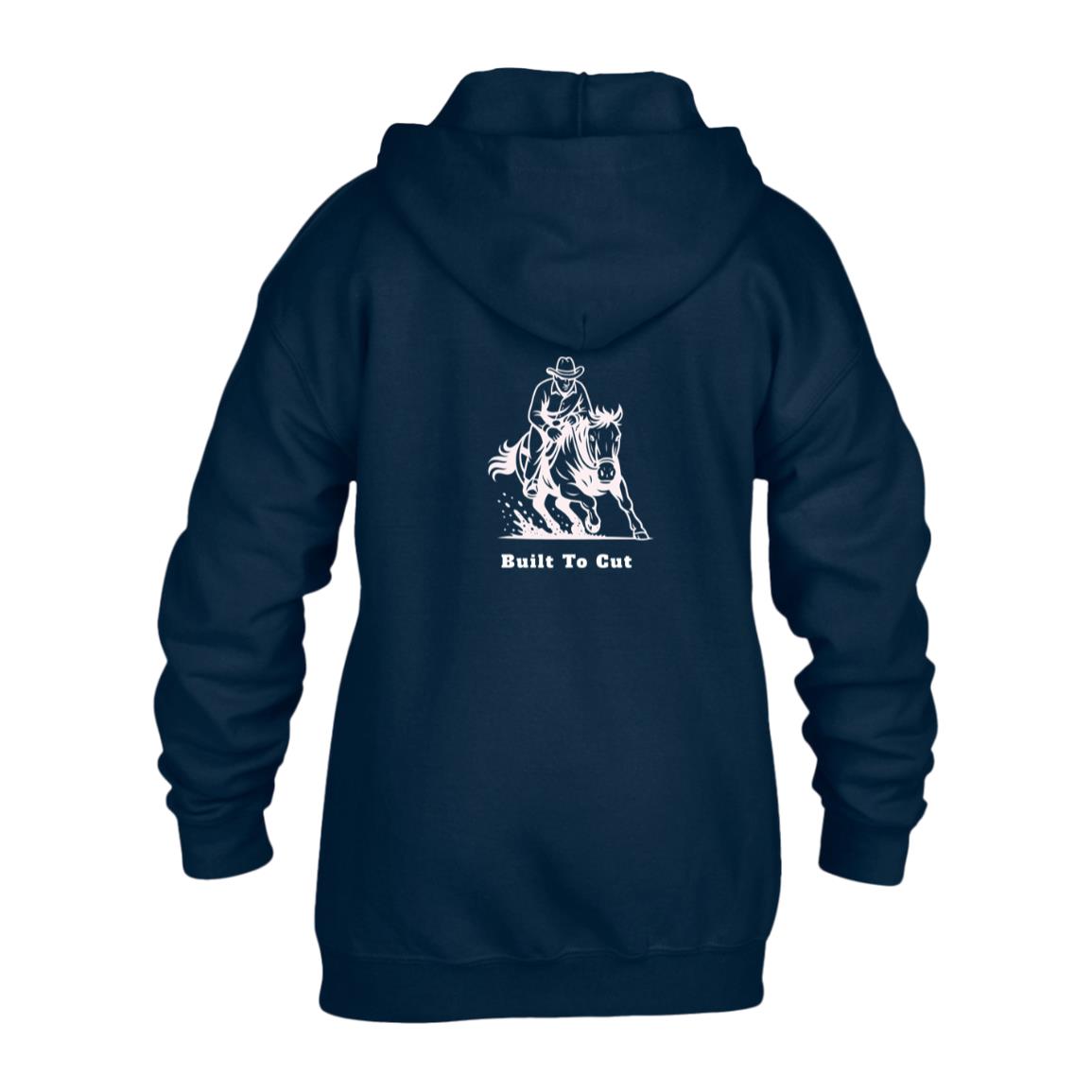 Built To Cut Male Graphic White G186B Gildan Kids Heavy Blend Full Zip Hoodie