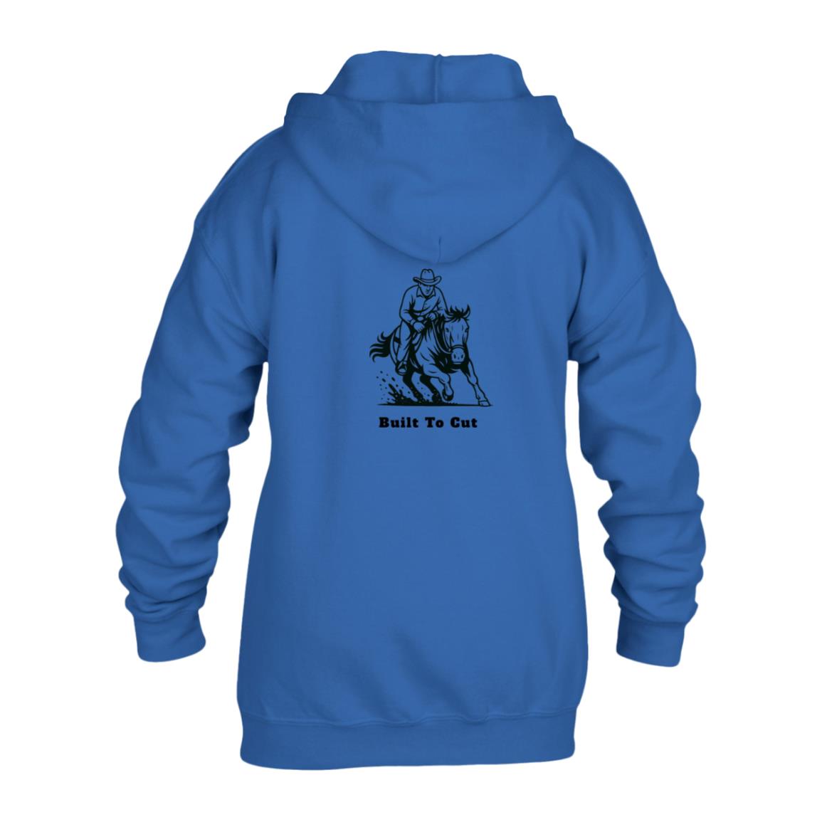 Built To Cut Male Graphic Black G186B Gildan Kids Heavy Blend Full Zip Hoodie