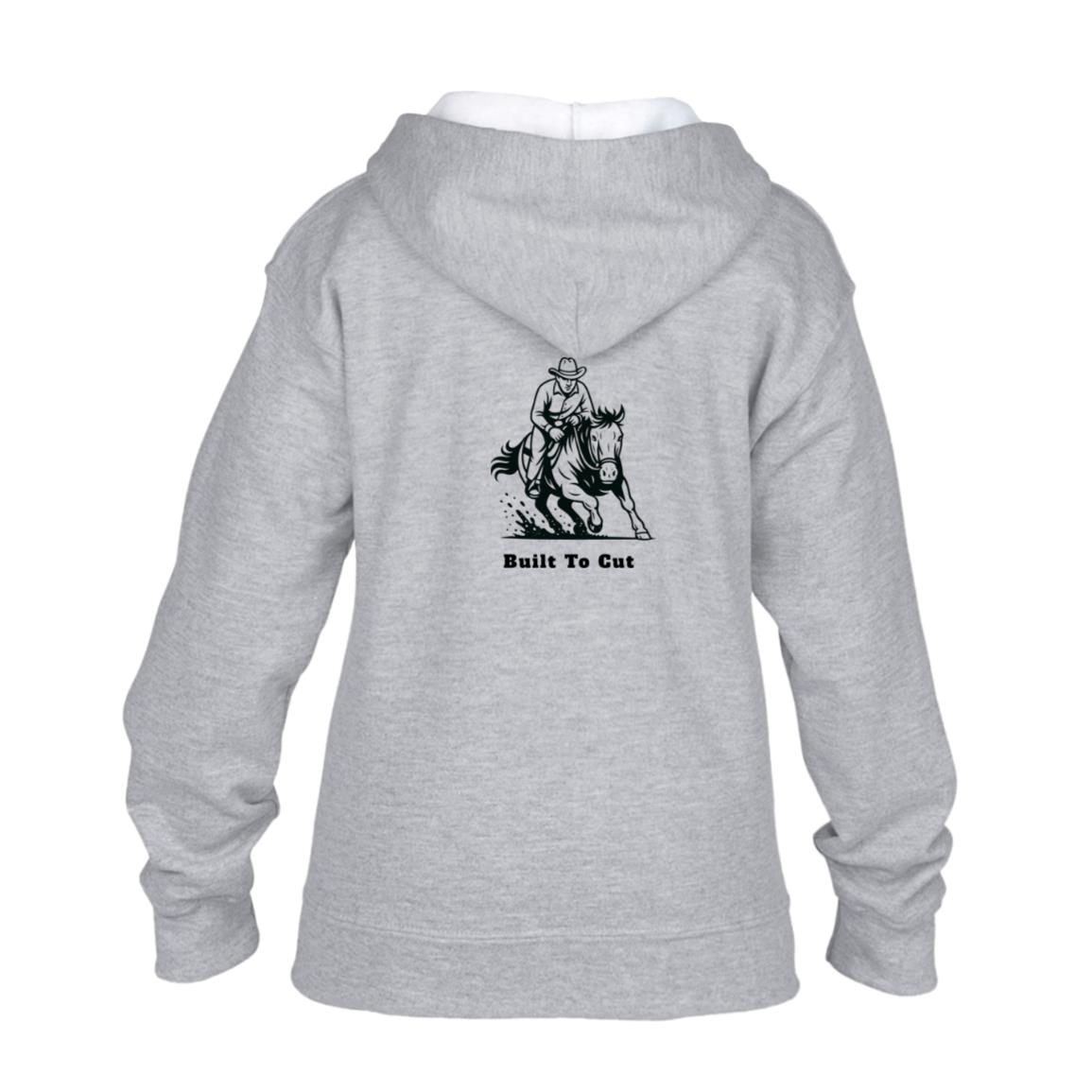 Built To Cut Male Graphic Black G186B Gildan Kids Heavy Blend Full Zip Hoodie