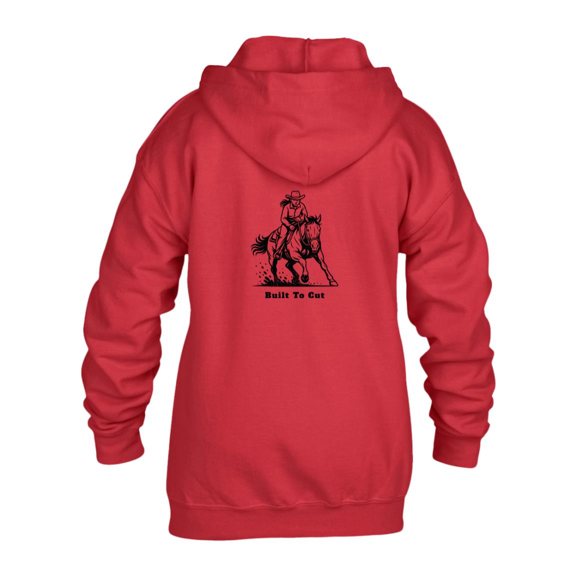 Built To Cut Female Graphic Black G186B Gildan Kids Heavy Blend Full Zip Hoodie