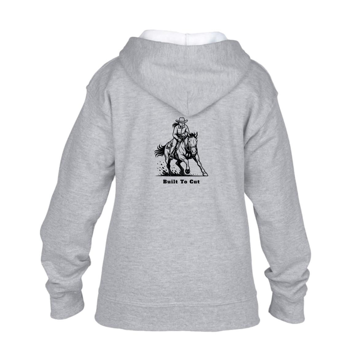 Built To Cut Female Graphic Black G186B Gildan Kids Heavy Blend Full Zip Hoodie