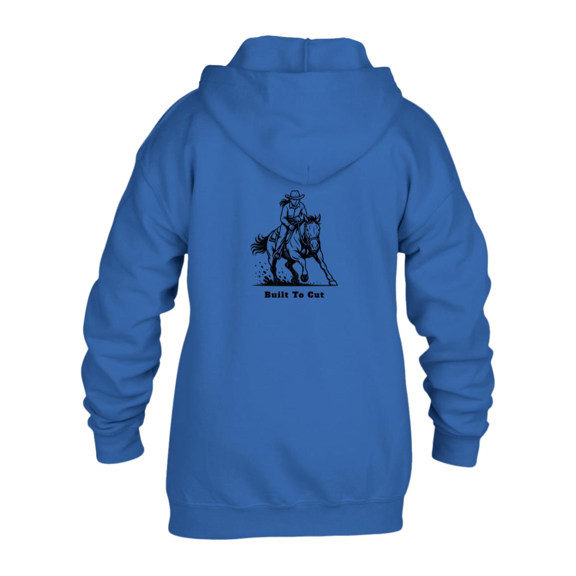 Built To Cut Female Graphic Black G186B Gildan Kids Heavy Blend Full Zip Hoodie