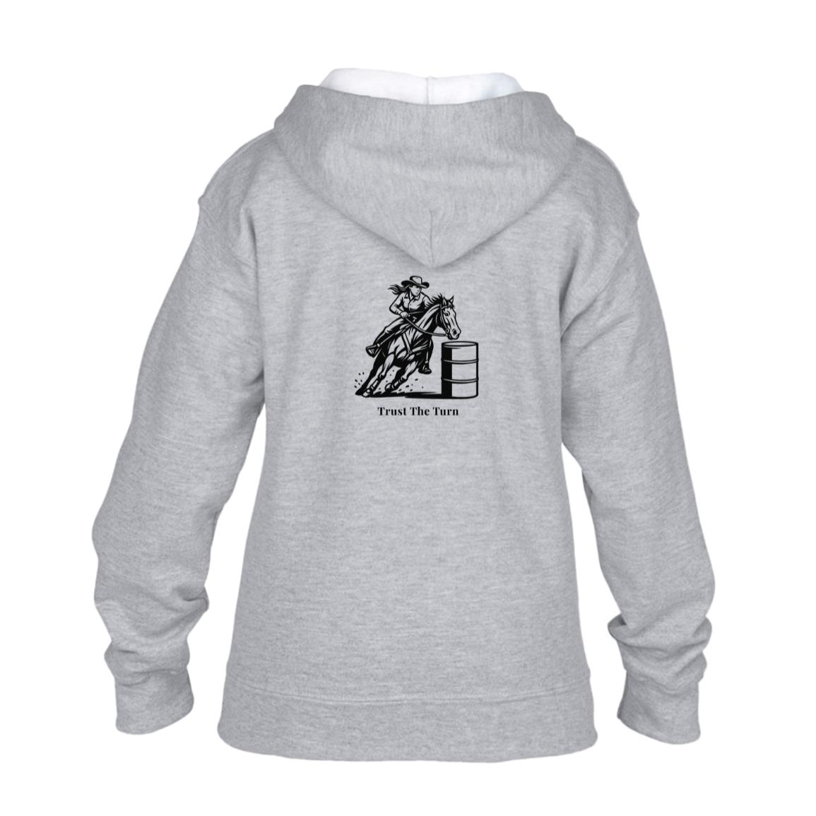 Trust The Turn Female Graphic Black G186B Gildan Kids Heavy Blend Full Zip Hoodie