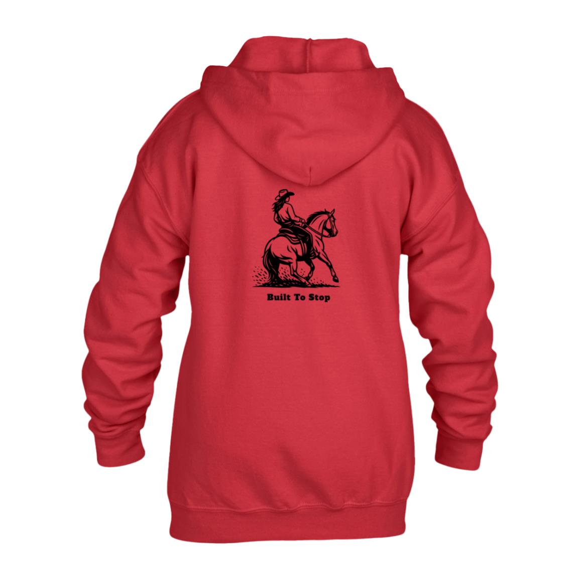 Built To Stop Female Graphic Black G186B Gildan Kids Heavy Blend Full Zip Hoodie